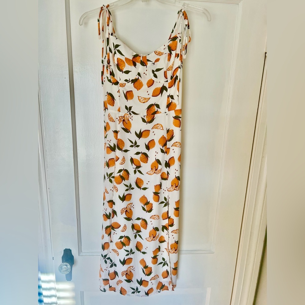 Elegant SundayUp midi lemon dress with slit. Never been worn.